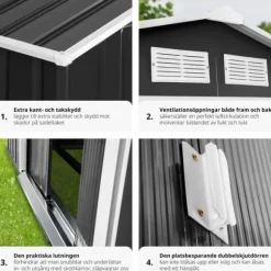 Redskapsbod med sadeltak - grå/vit