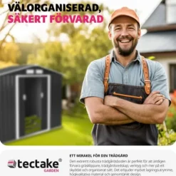 Redskapsbod med sadeltak - grå/vit