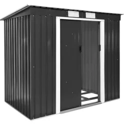 Redskapsbod med snedtak 213x130x173cm - grå/vit