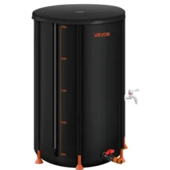 Regntunna, 250 L hopfällbart regnvattenuppsamlingssystem, 60x90 cm, svart, PVC