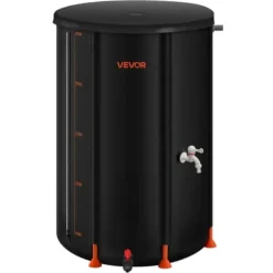 Regntunna, 250 L hopfällbart regnvattenuppsamlingssystem, 60x90 cm, svart, PVC