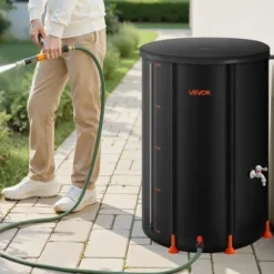 Regntunna, 380 L, 70x103 cm, Svart, PVC