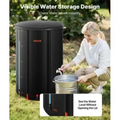 Regntunna, 380 L, 70x103 cm, Svart, PVC