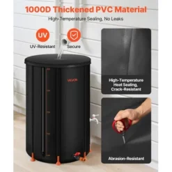 Regntunna, 380 L, 70x103 cm, Svart, PVC