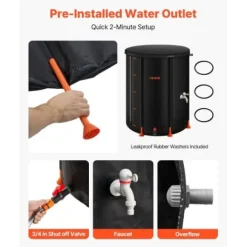 Regntunna, 201 L, 60x73 cm, Svart, PVC