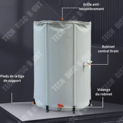 Regnvattenuppsamlare - TD - 750L - Fällbar - Slitstark - 100x98cm