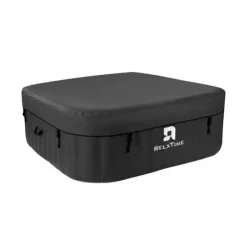 Rektangulär 6-personers bubbelpool - RELXTIME - 130 jetstrålar - Svart - Filter och överdrag ingår