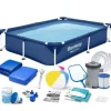 Rektangulär poolram 221x150x43 cm 16-i-1 Bestway 56401N