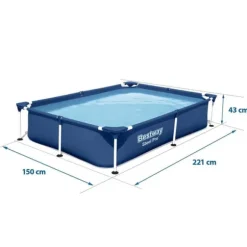 Rektangulär poolram 221x150x43 cm 16-i-1 Bestway 56401N