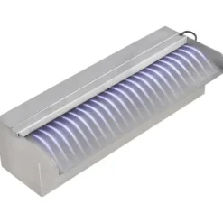 Rektangulär Vattenfall Poolfontän med LED-lampor i rostfritt stål | Storlek: 30 cm