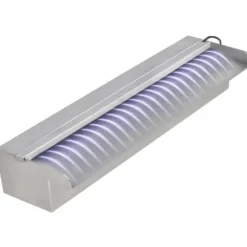 Rektangulärt Vattenfall Poolfontän med LED-lampor - Rostfritt Stål | Storlek: 45 cm