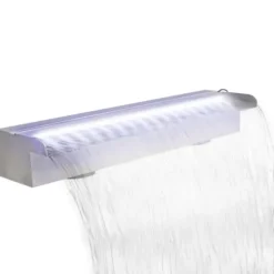 Rektangulärt Vattenfall Poolfontän med LEDs i rostfritt stål 60 cm