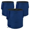 Relaxdays 3 självstående trädgårdssäckar, 85 l, pop-up system, 3 handtag vardera, UV-resistenta, vattentäta, blå