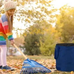 Relaxdays 3 självstående trädgårdssäckar, 85 l, pop-up system, 3 handtag vardera, UV-resistenta, vattentäta, blå