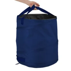 Relaxdays 3 självstående trädgårdssäckar, 85 l, pop-up system, 3 handtag vardera, UV-resistenta, vattentäta, blå