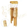 Relaxdays Bamboo vindspel, väderkvarn, ljud, trädgårdsdekoration, trä, feng shui mobil, 73 cm, natur