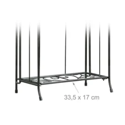 Relaxdays Blomsterhylla i metall 2 plan utomhus växtstöd balkong terrass trädgård HxBxD: 64,5 x 33,5 x 18 cm, svart