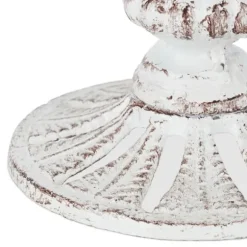 Relaxdays fågelbad, gjutjärn, trädgårdsdekoration, antik stil, fågelmatare på fot, 40 cm hög, vit