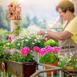 Relaxdays fågelnest, att hänga, balkong, terrass, trädgård, bränt trä, dekornisch, HLP 34x20x19 cm, naturlig