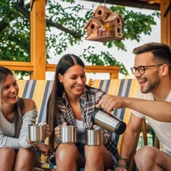 Relaxdays fågelnest, att hänga, balkong, terrass, trädgård, bränt trä, dekornisch, HLP 34x20x19 cm, naturlig