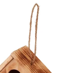 Relaxdays fågelnest, att hänga, balkong, terrass, trädgård, bränt trä, dekornisch, HLP 34x20x19 cm, naturlig