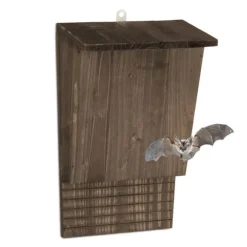 Relaxdays Fladdermusbox, stort skydd för fladdermöss, HxBxD: 37 x 22 x 12,5 cm, fågelhus, trä, brun