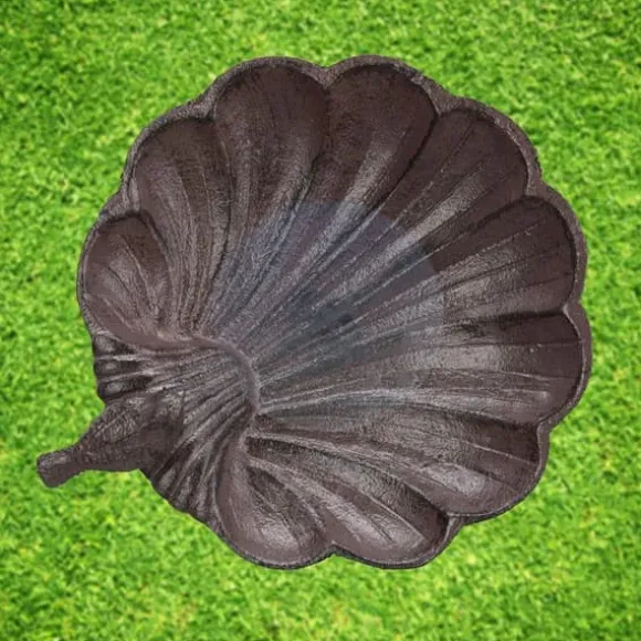 Relaxdays Fontäner i gjutjärn på fot, Trädgårdsdekoration, Snäckmatare för vilda fåglar brun