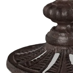 Relaxdays Fontäner i gjutjärn på fot, Trädgårdsdekoration, Snäckmatare för vilda fåglar brun