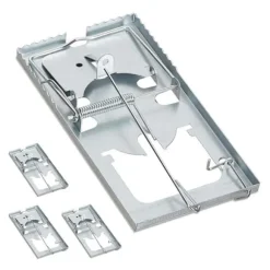 Relaxdays Mössfälla, 4-pack, tandad fångstyra, återanvändbar, hög effektivitet, metall, fälla, silverfärgad