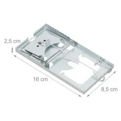 Relaxdays Mössfälla, 4-pack, tandad fångstyra, återanvändbar, hög effektivitet, metall, fälla, silverfärgad