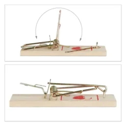 Relaxdays Musfälla i paket om 12, klassiska fällor, återanvändbara, utan gift, råttfälla, metall, trä, natur