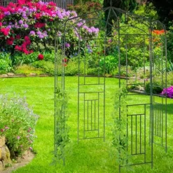 Relaxdays Rosbåge, Rosenträdgård, Klätterställning, Rund trädgårdsstöd 250x160x160 cm, grön