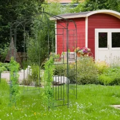 Relaxdays Rosbåge, Rosenträdgård, Klätterställning, Rund trädgårdsstöd 250x160x160 cm, grön