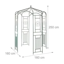 Relaxdays Rosbåge, Rosenträdgård, Klätterställning, Rund trädgårdsstöd 250x160x160 cm, grön