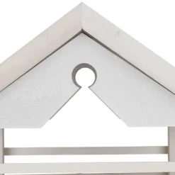 Relaxdays Utomhusfågelmatare, stativ, väderbeständig tak, trä, HLP 120x62x55 cm, vit