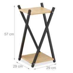 Relaxdays Växtställ, 2 ytor med träeffekt, modern blomsterpall, HLP: 57x29x29 cm, kolonn, svart-ljust brunt