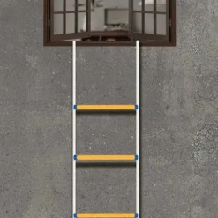 Repstege 12 m, räddnings- och brandstege, med karbinhakar, flamskyddad, för evakuering