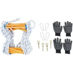 Repstege för nödutrymning - Portabel räddnings-/klätterstege - Höjd 3,8 m - Bredd 30 cm - Maxbelastning 100/120 kg - Fällbar - Färg Blå/Vit/Gul