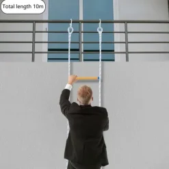 Repstege för nödutrymning - Portabel räddnings-/klätterstege - Höjd 3,8 m - Bredd 30 cm - Maxbelastning 100/120 kg - Fällbar - Färg Blå/Vit/Gul