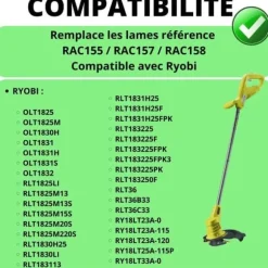 Reservblad - Phonillico® - RAC155 RAC157 RAC158 - 50 stycken - Kompatibel med Ryobi - 6,7 cm