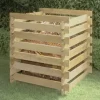 Ribbad trädgårdskompost i impregnerad furu | Storlek: 90x90x90 cm | Färg: Naturträ