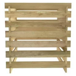 Ribbad trädgårdskompost i impregnerad furu | Storlek: 90x90x90 cm | Färg: Naturträ
