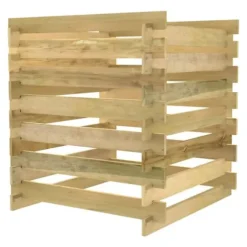 Ribbad trädgårdskompost i impregnerad furu | Storlek: 90x90x90 cm | Färg: Naturträ