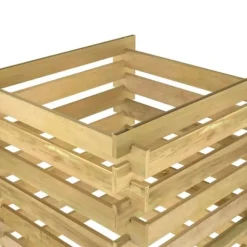 Ribbad trädgårdskompost i impregnerad furu | Storlek: 90x90x90 cm | Färg: Naturträ