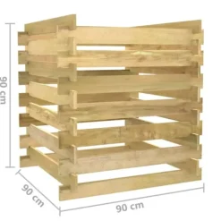 Ribbad trädgårdskompost i impregnerad furu | Storlek: 90x90x90 cm | Färg: Naturträ