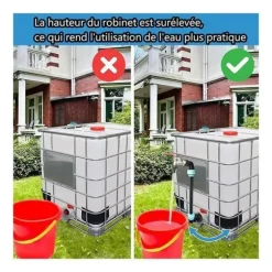 Robinet Cuve 1000L - Robinet IBC Col de Cygne de Cuve - Robinet en laiton - S60x6 - Filetage Grossier 3/4'' - 32cm