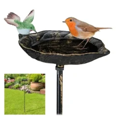 Robust fågelbad i gjutjärn med markspett