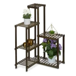 Robust hörnhylla för växter i bambu