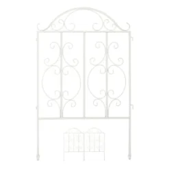 Robust trädgårdsstaket vitt set om 3