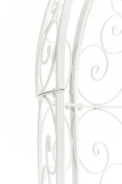 Romantisk halvpaviljong med bänk - Garden Pavilion - Hållbar järndesign | Färg: Vit